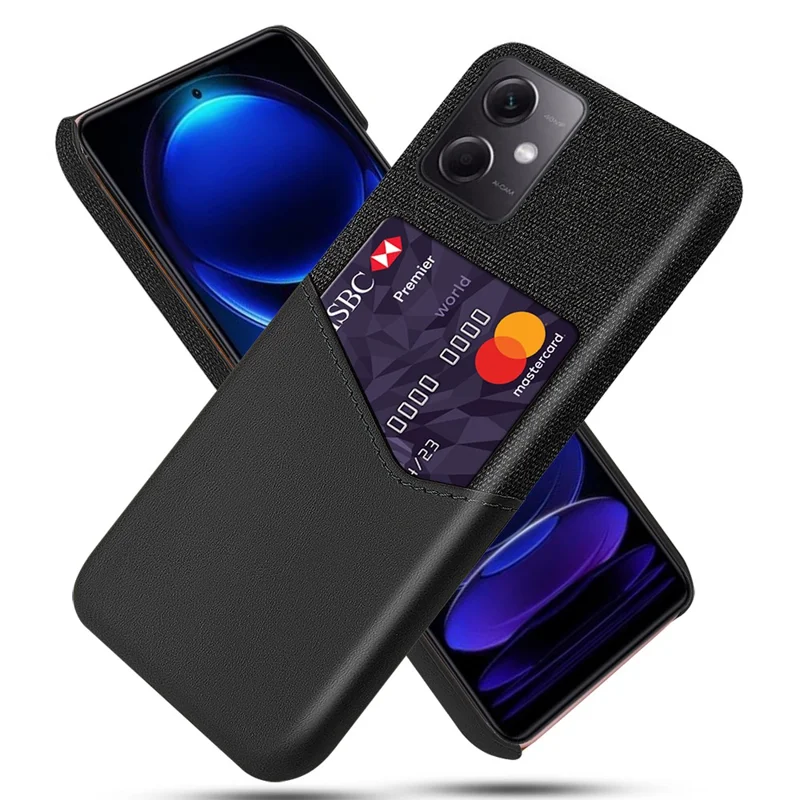 For Xiaomi Redmi Note 12 5G (Global) / (India) / (China) / Poco X5 5G Cloth Texture Lightweight Anti-drop Phone Case with Card Slot - Black