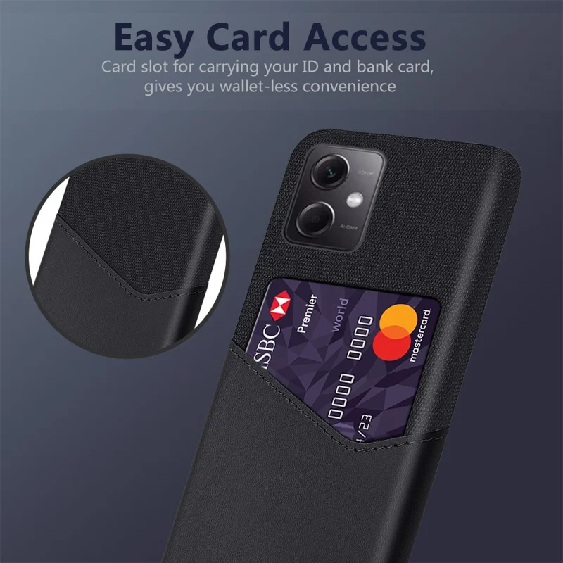 For Xiaomi Redmi Note 12 5G (Global) / (India) / (China) / Poco X5 5G Cloth Texture Lightweight Anti-drop Phone Case with Card Slot - Black