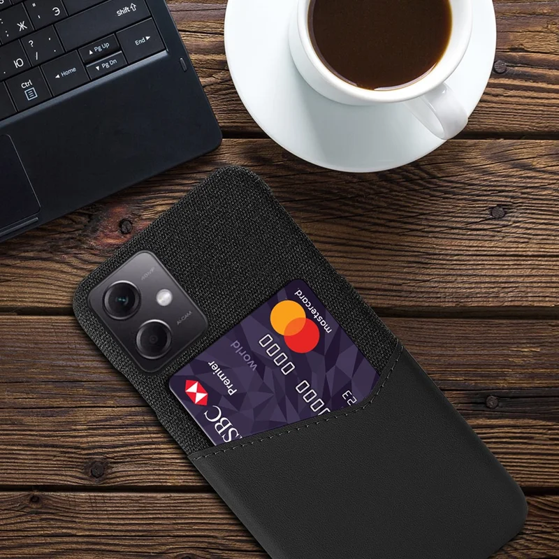 For Xiaomi Redmi Note 12 5G (Global) / (India) / (China) / Poco X5 5G Cloth Texture Lightweight Anti-drop Phone Case with Card Slot - Black