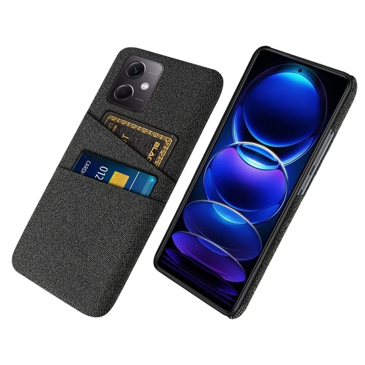 Pour Xiaomi Redmi Note 12 5G (Global) / (Inde) / (Chine) / Poco X5 5G Étui téléphone antidérapant et fin Texture en tissu Étui de protection pour téléphone Porte-cartes - Noir