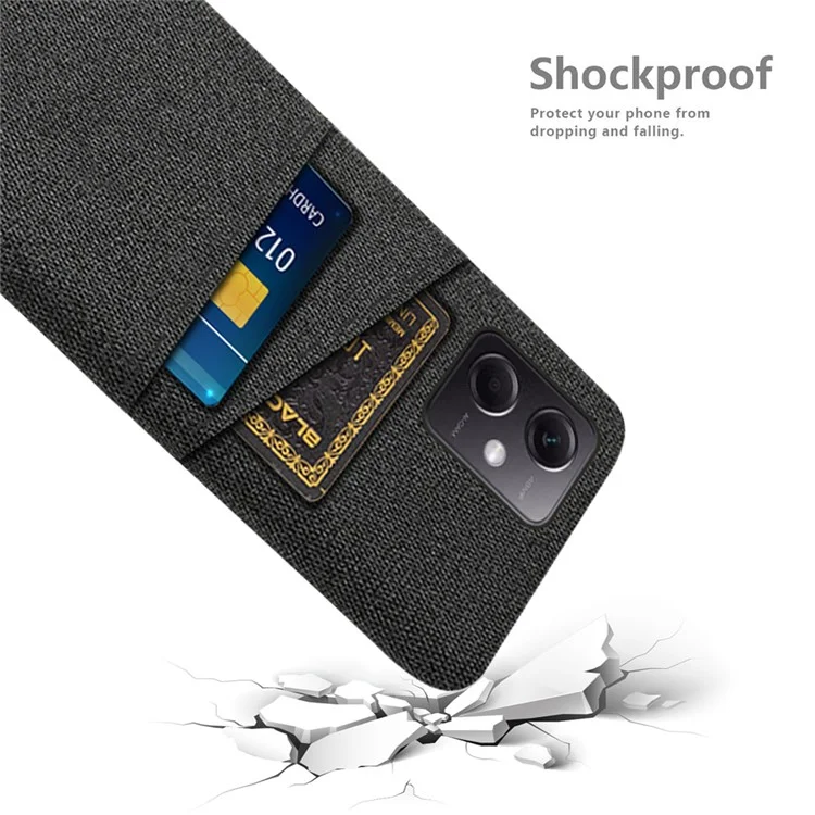 Pour Xiaomi Redmi Note 12 5G (Global) / (Inde) / (Chine) / Poco X5 5G Étui téléphone antidérapant et fin Texture en tissu Étui de protection pour téléphone Porte-cartes - Noir