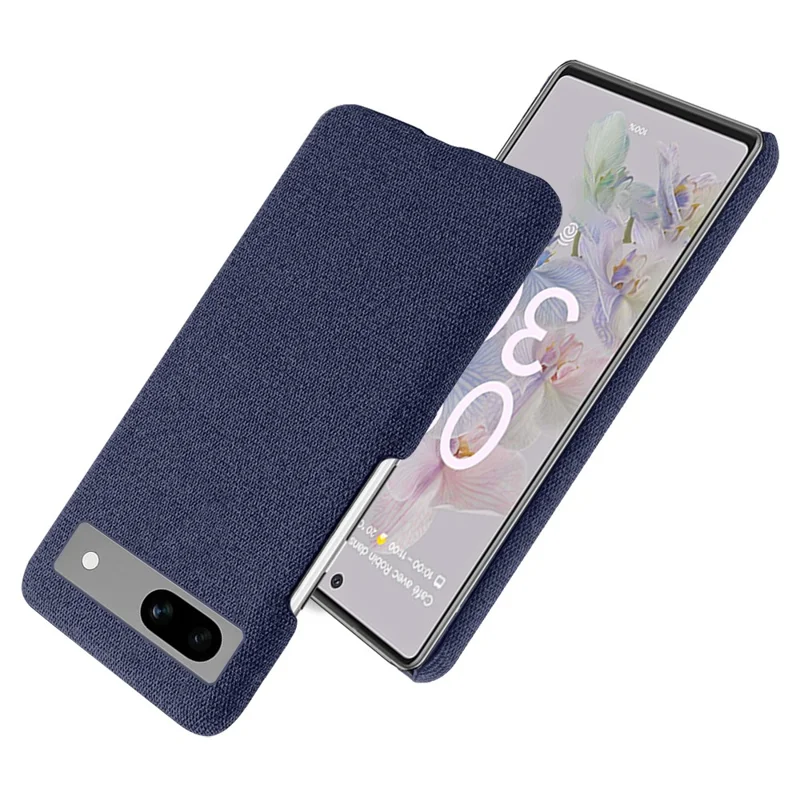 For Google Pixel 7a Non-slip Slim Smartphone Case Solid Color Anti-scratch Hard PC+Cloth Phone Cover - Blue