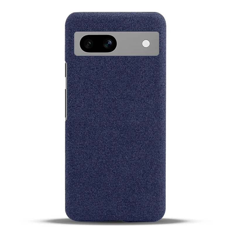 For Google Pixel 7a Non-slip Slim Smartphone Case Solid Color Anti-scratch Hard PC+Cloth Phone Cover - Blue