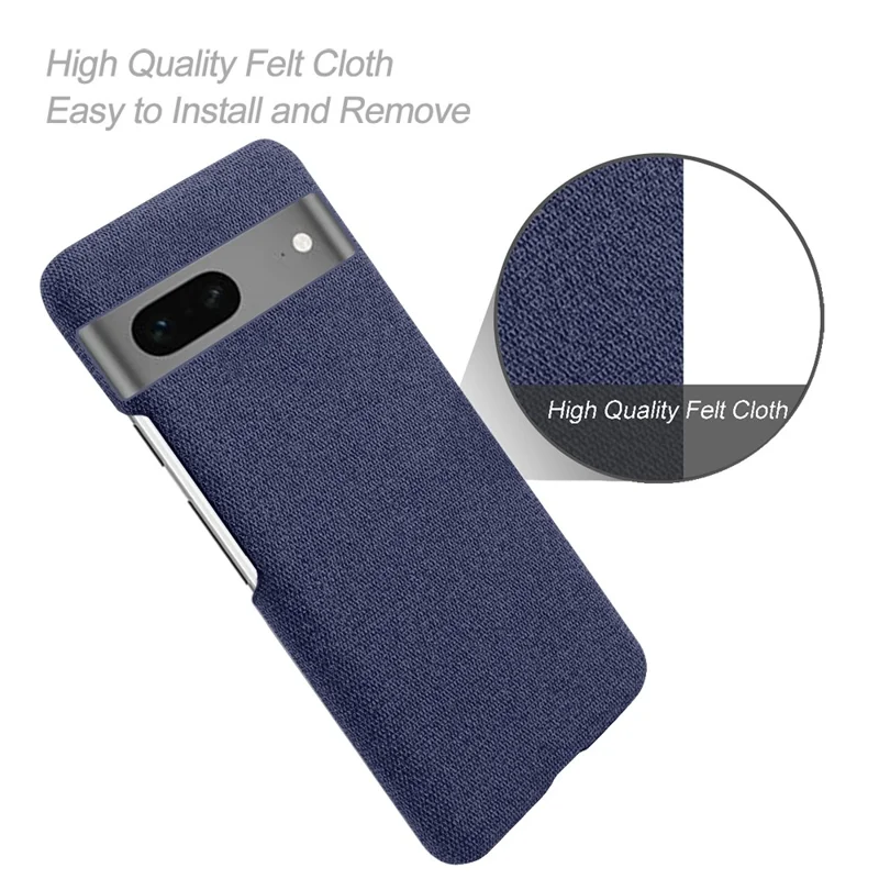 For Google Pixel 7a Non-slip Slim Smartphone Case Solid Color Anti-scratch Hard PC+Cloth Phone Cover - Blue