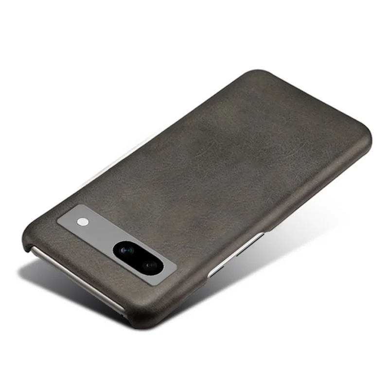 Protective Phone Cover for Google Pixel 7a, PU Leather Coated PC Calf Textured Shockproof Slim Mobile Phone Case - Black