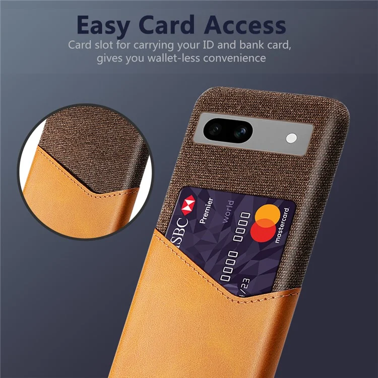 Anti-fall Phone Cover Card Holder For Google Pixel 7a, Cloth Texture Slim Protective Mobile Phone Case - Brown