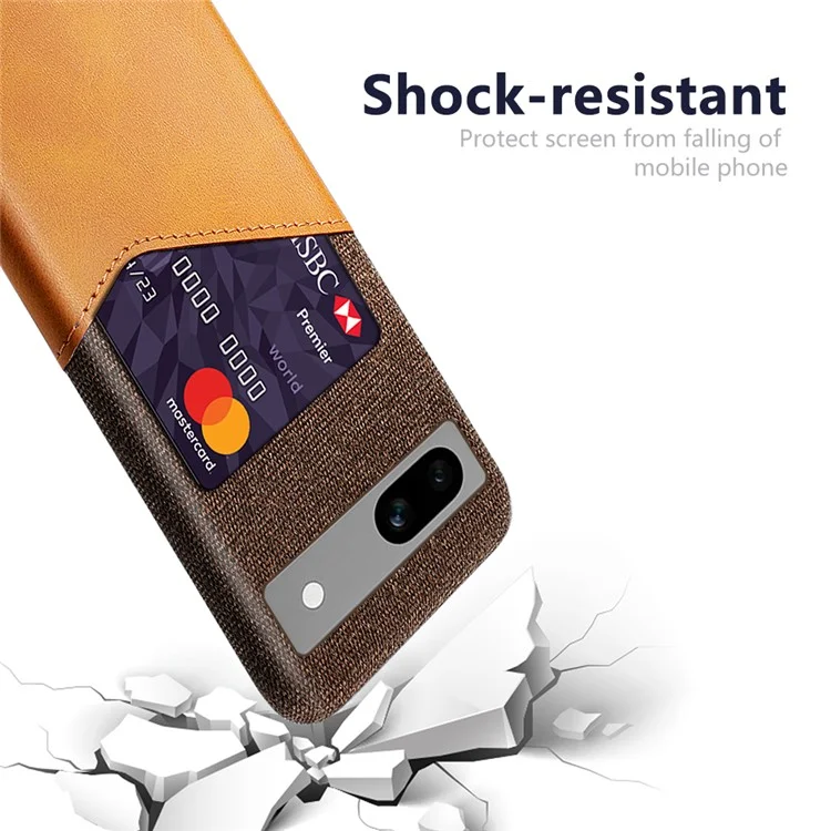 Anti-fall Phone Cover Card Holder For Google Pixel 7a, Cloth Texture Slim Protective Mobile Phone Case - Brown