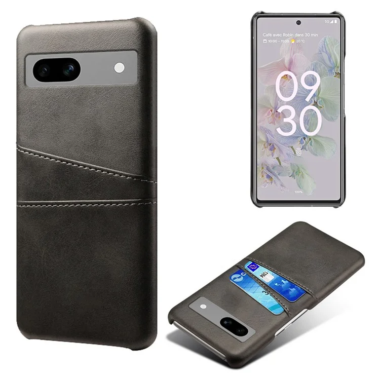 Per Google Pixel 7a Cover per cellulare Porta carte di credito Plastica + Pelle PU Anti-caduta Custodia per cellulare - Nero