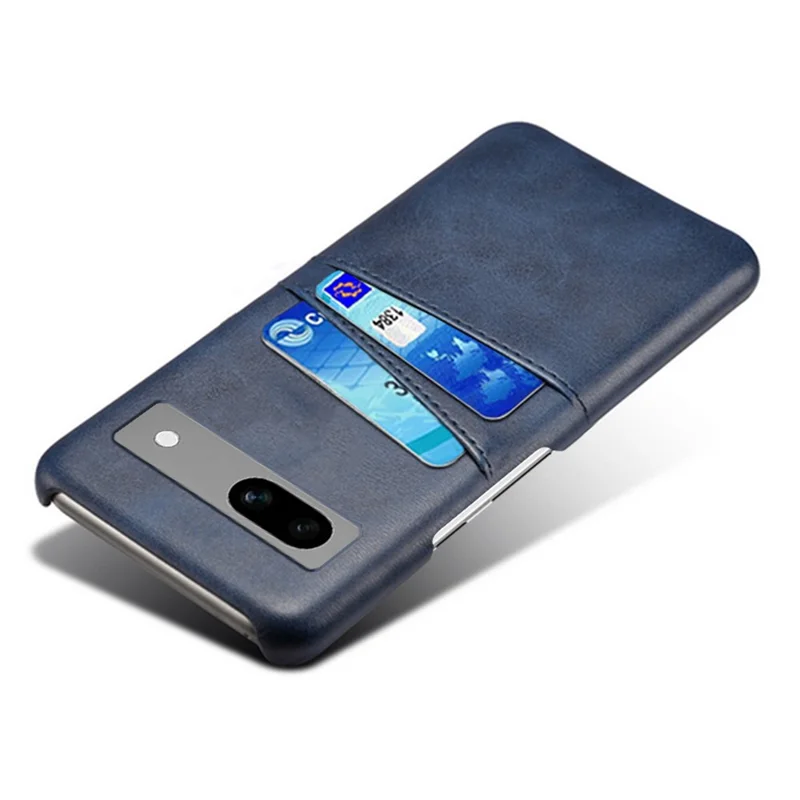 For Google Pixel 7a Mobile Phone Cover Card Holder Plastic + PU Leather Anti-fall Phone Case - Blue