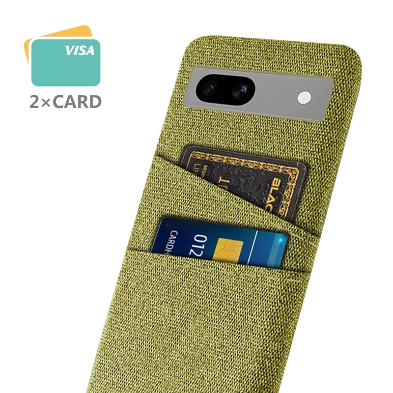 Cloth Texture Phone Back Cover For Google Pixel 7a, Anti-fall Slim Protective Phone Case Card Holder - Yellow