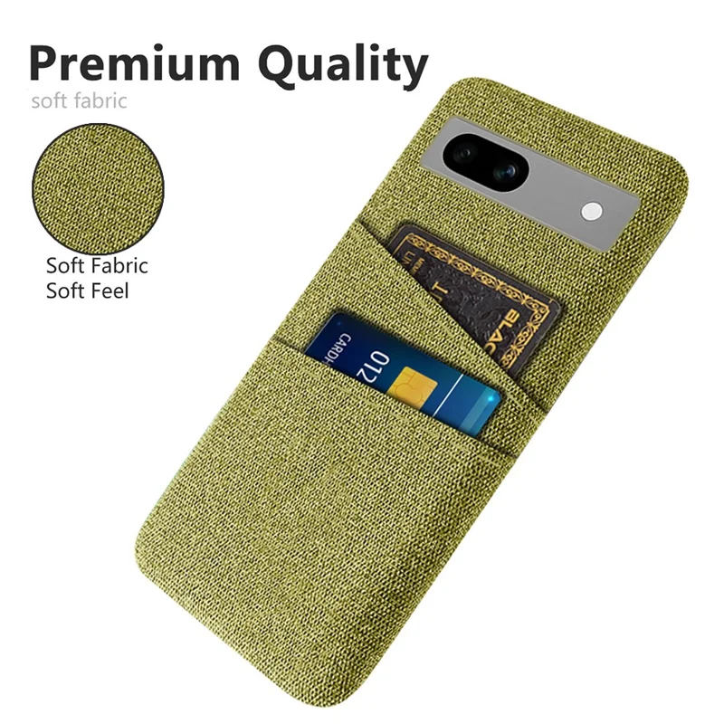 Cloth Texture Phone Back Cover For Google Pixel 7a, Anti-fall Slim Protective Phone Case Card Holder - Yellow