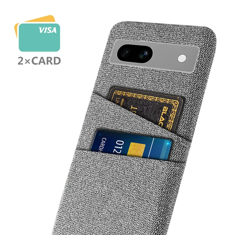 Cloth Texture Phone Back Cover For Google Pixel 7a, Anti-fall Slim Protective Phone Case Card Holder - Light Grey