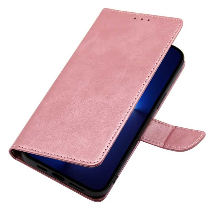 PU Leather Phone Case for Xiaomi Poco F5 Pro 5G / Redmi K60 Pro 5G / K60 5G Calf Texture Stand Wallet Mobile Phone Cover - Rose Gold