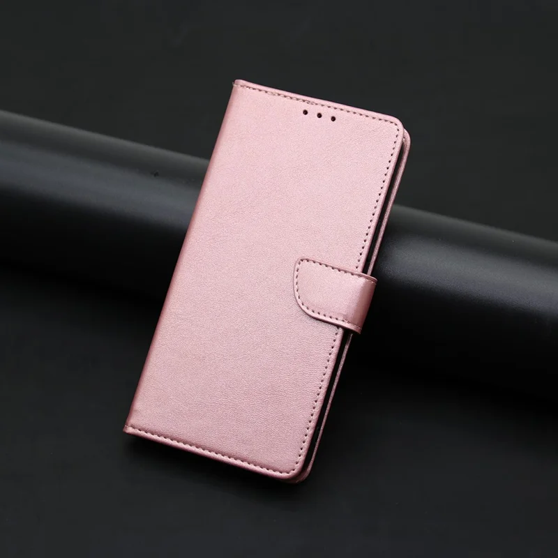 PU Leather Phone Case for Xiaomi Poco F5 Pro 5G / Redmi K60 Pro 5G / K60 5G Calf Texture Stand Wallet Mobile Phone Cover - Rose Gold