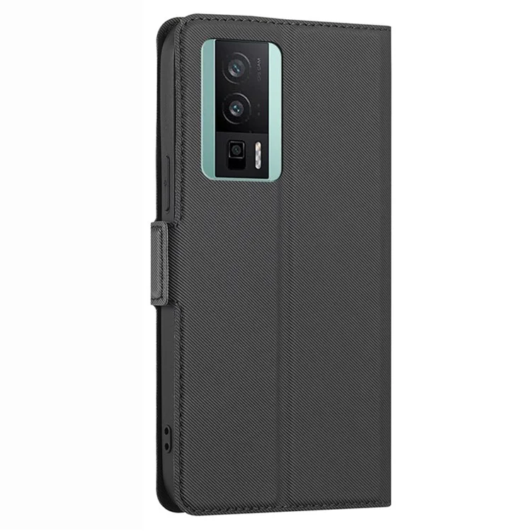 Custodia per smartphone anti-caduta con supporto per Xiaomi Poco F5 Pro 5G / Redmi K60 Pro 5G / K60 5G, in pelle con doppia chiusura magnetica, porta carte - Nero
