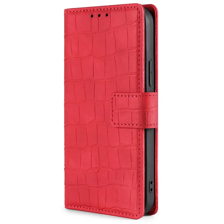Skin-friendly Phone Case For OnePlus 11 5G, Wallet Stand Crocodile Texture PU Leather + TPU Anti-fall Cell Phone Cover - Red