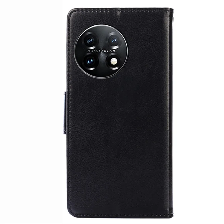 Funda de teléfono de cuero con tapa anti-caída para OnePlus 11 5G, funda protectora para teléfono celular con soporte y billetera - Negro