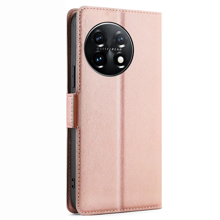 Cell Phone Cover for OnePlus 11 5G, PU Leather Card Holder Drop-proof Flip Mobile Phone Case with Stand - Rose Gold