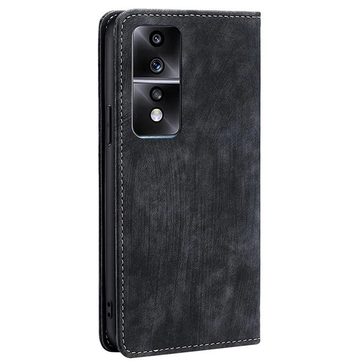 For Honor 80 GT 5G PU Leather Wallet Magnetic Auto-absorbed Stand Cover RFID Blocking Phone Case - Black