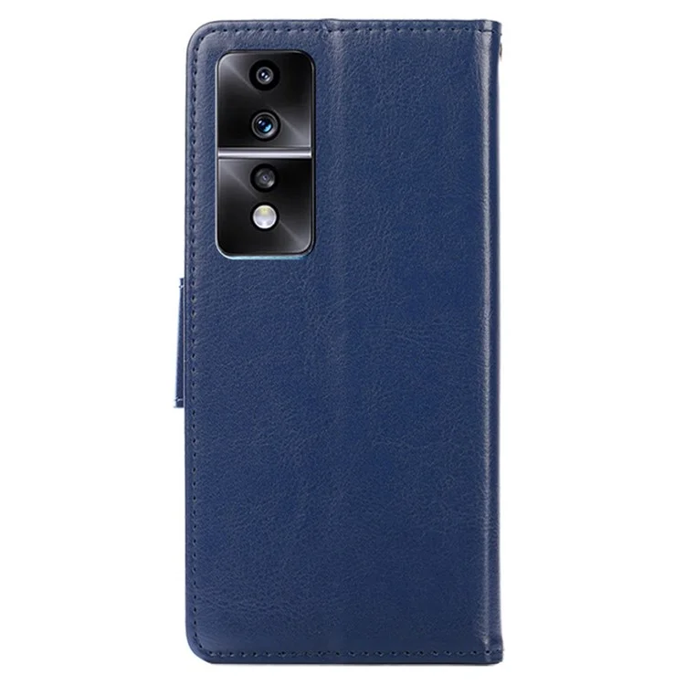 Pour l'honneur 80 GT 5G Portefeuille en cuir PU texturé Support pour téléphone Étui de protection Coque de téléphone portable - Saphir 