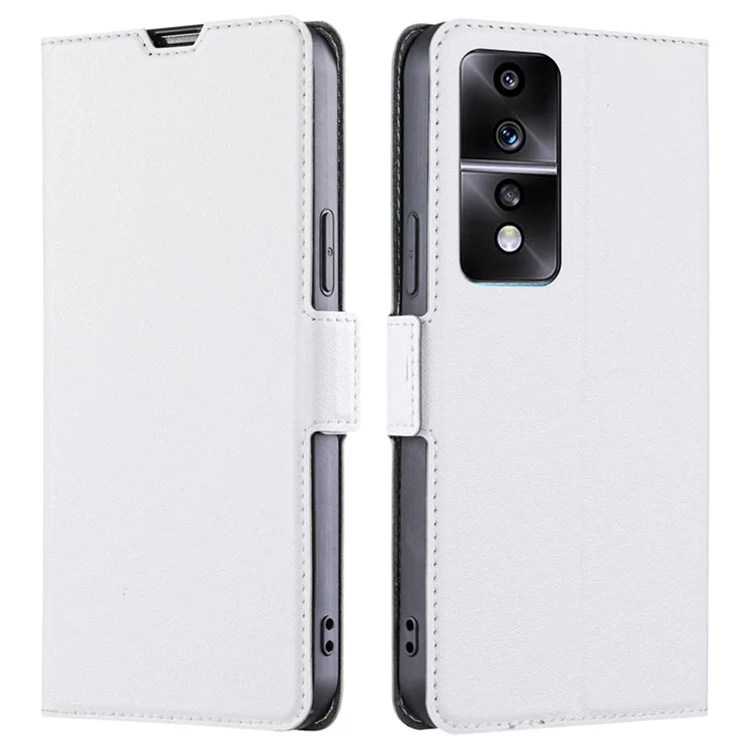 For Honor 80 GT 5G Shockproof PU Leather Cover Card Holder Foldable Stand Phone Case - White