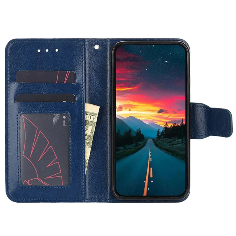 Stand Cover for TCL 405 / 406 / 408, Shockproof Textured PU Leather Phone Wallet Case - Sapphire