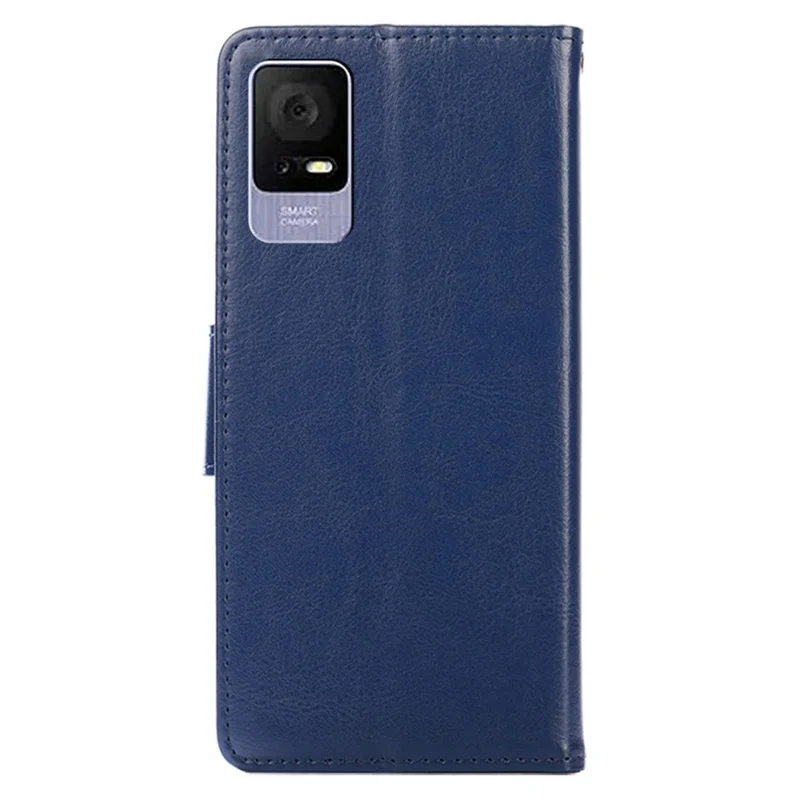 Stand Cover for TCL 405 / 406 / 408, Shockproof Textured PU Leather Phone Wallet Case - Sapphire