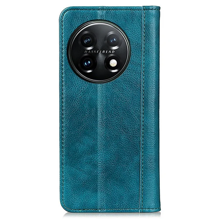 Para OnePlus 11 5G Split Leather Stand Phone Case Litchi Texture Wallet Protection Cover - Verde