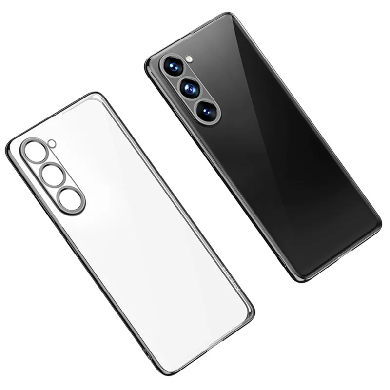 SULADA Electrolytisch gegalvaniseerde telefoonhoes voor Samsung Galaxy S23, Rechte rand doorzichtige TPU telefoonhoes - Zwart