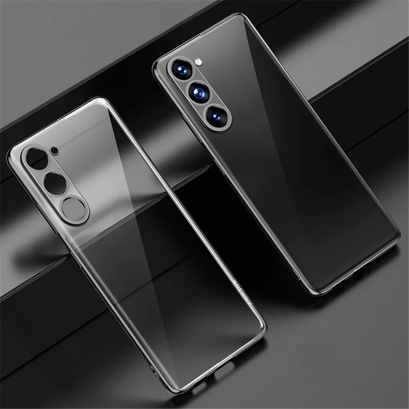 SULADA Electrolytisch gegalvaniseerde telefoonhoes voor Samsung Galaxy S23, Rechte rand doorzichtige TPU telefoonhoes - Zwart