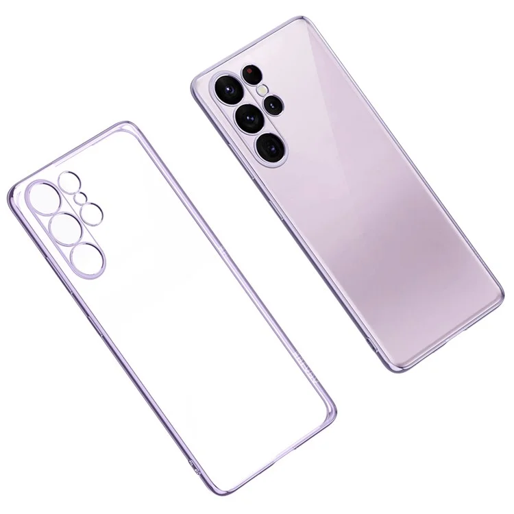 Étui de téléphone TPU SULADA pour Samsung Galaxy S23 Ultra, Couvercle de téléphone clair à bord droit avec électrodéposition - Violet