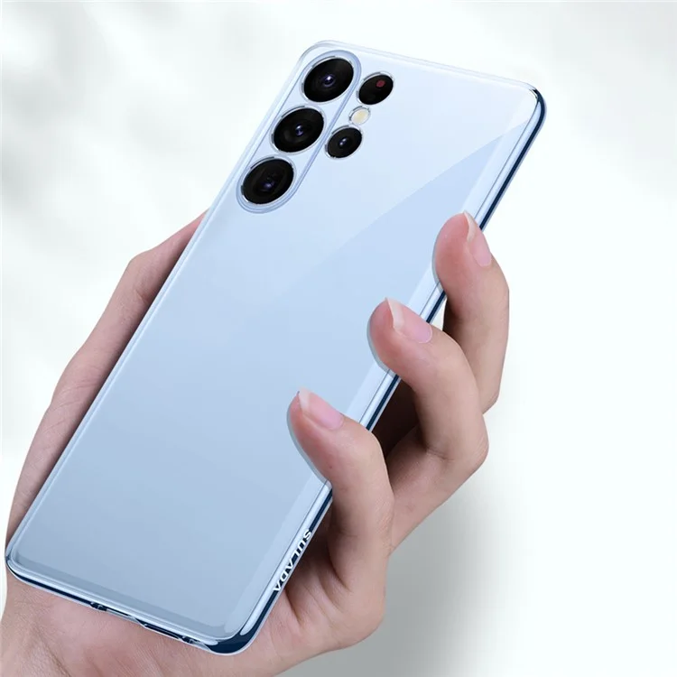Étui de téléphone TPU SULADA pour Samsung Galaxy S23 Ultra, Couvercle de téléphone clair à bord droit avec électrodéposition - Violet