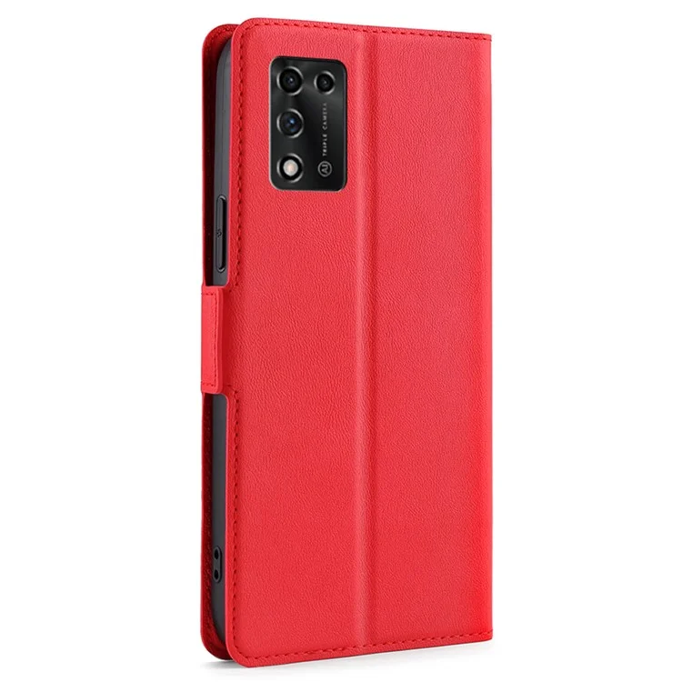 Cell Phone Cover for ZTE Libero 5G III, PU Leather Card Holder Mobile Phone Flip Case with Stand - Red