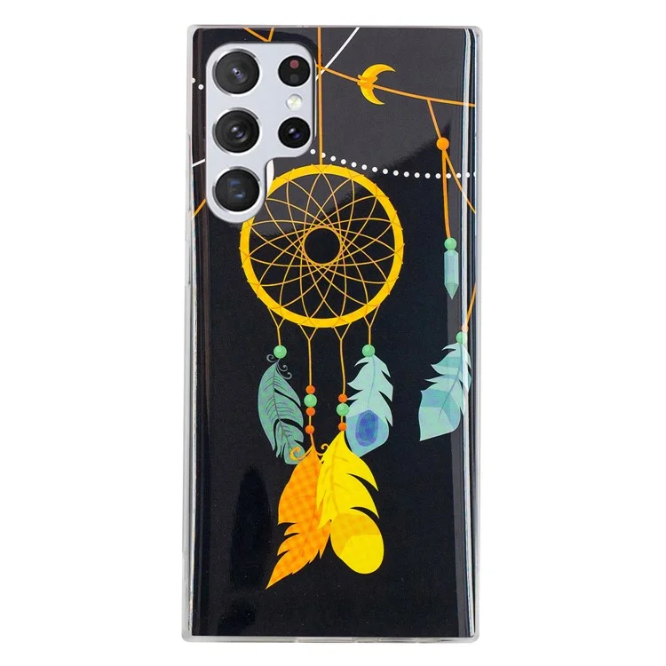 Soft TPU Phone Case for Samsung Galaxy S23 Ultra, Luminous Noctilucent Pattern Printing IMD Phone Cover - Black Wind Chimes