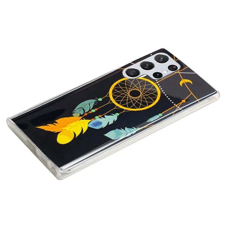 Soft TPU Phone Case for Samsung Galaxy S23 Ultra, Luminous Noctilucent Pattern Printing IMD Phone Cover - Black Wind Chimes