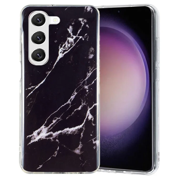 For Samsung Galaxy S23+ IMD Marble Pattern TPU Case Back Protector Bump Proof Phone Cover - Black