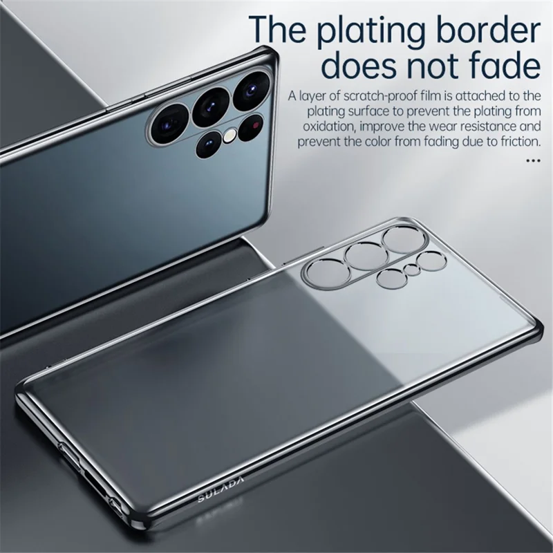 SULADA Nature Series Matte Phone Case for Samsung Galaxy S23 Electroplating Soft TPU Phone Cover - Black