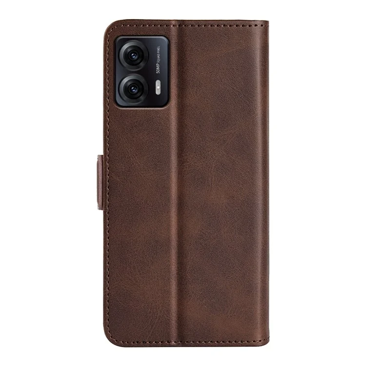 Per Motorola Moto G53 5G Pelle di Vitello Texture PU Custodia Portafoglio Cellulare Antiurto Supporto Cover - Marrone