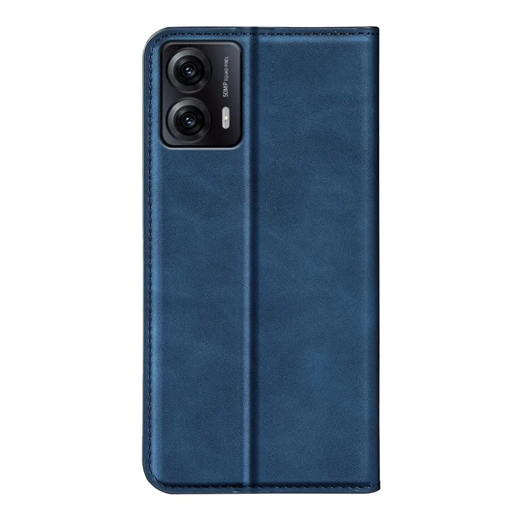 Per Motorola Moto G53 5G Skin-touch Feeling Magnetic Auto-absorbed Wallet Case PU Leather Flip Stand Phone Cover - Blu
