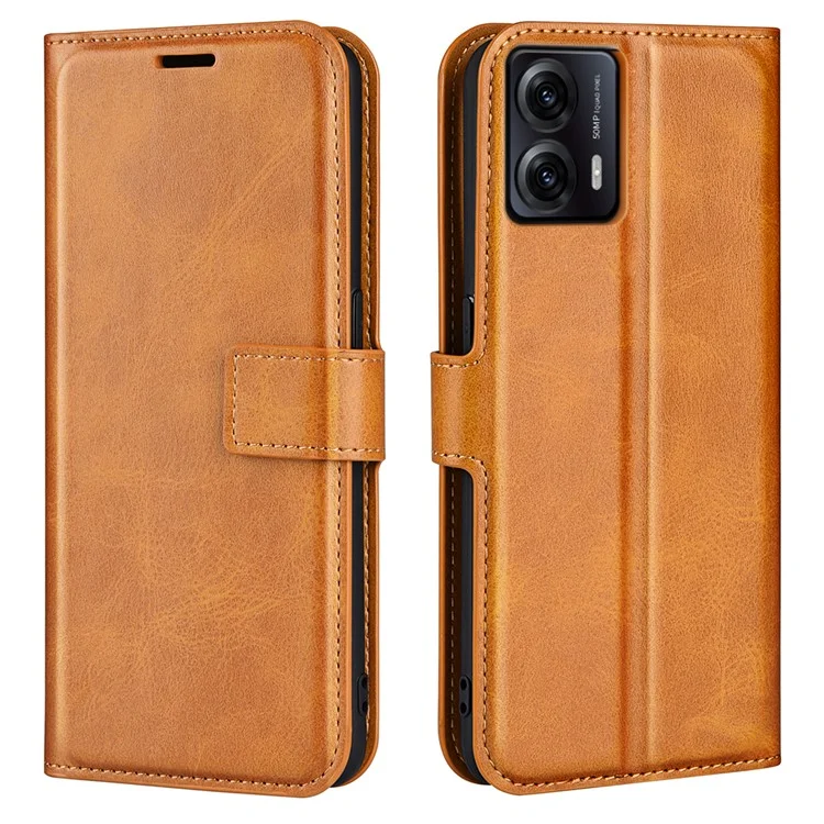 Per Motorola Moto G53 5G Custodia in pelle sintetica con grana di vitello Portafoglio con chiusura a fibbia quadrata antishock - Giallo