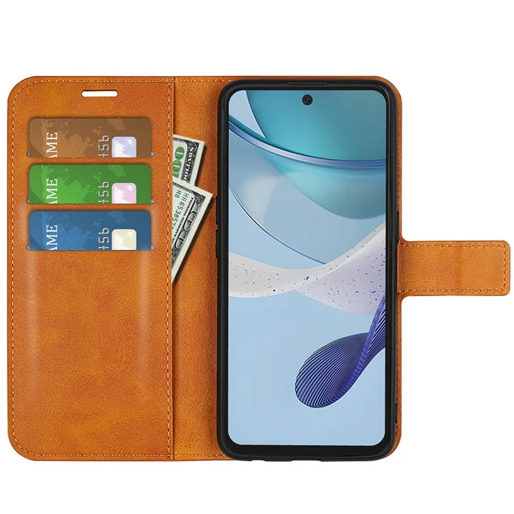 Per Motorola Moto G53 5G Custodia in pelle sintetica con grana di vitello Portafoglio con chiusura a fibbia quadrata antishock - Giallo