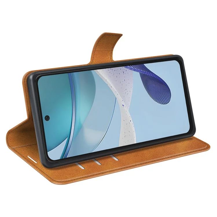 Per Motorola Moto G53 5G Custodia in pelle sintetica con grana di vitello Portafoglio con chiusura a fibbia quadrata antishock - Giallo