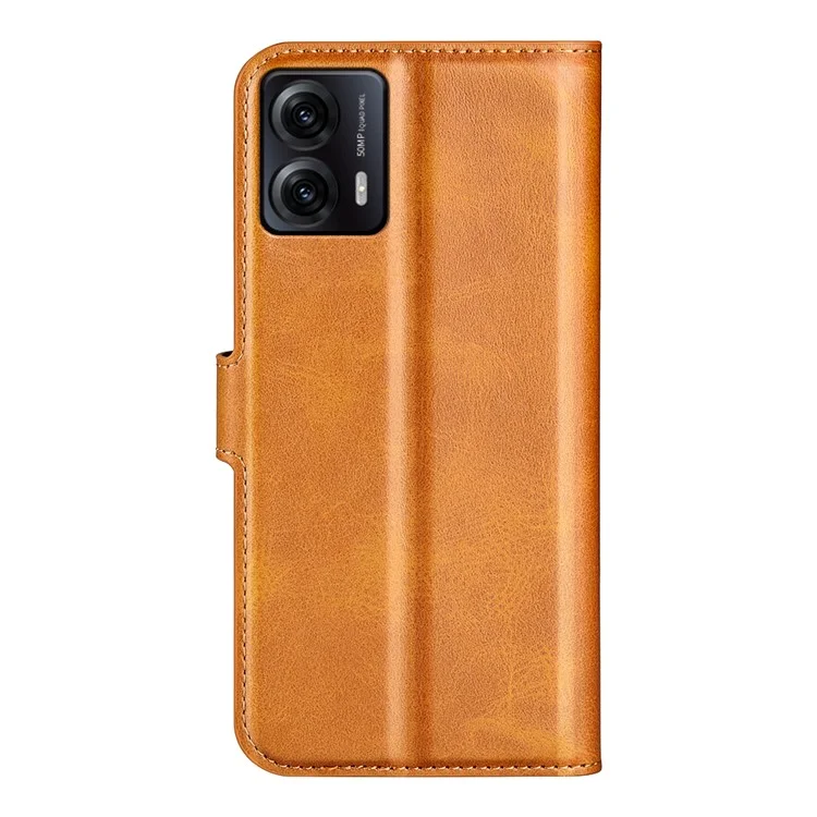 Per Motorola Moto G53 5G Custodia in pelle sintetica con grana di vitello Portafoglio con chiusura a fibbia quadrata antishock - Giallo