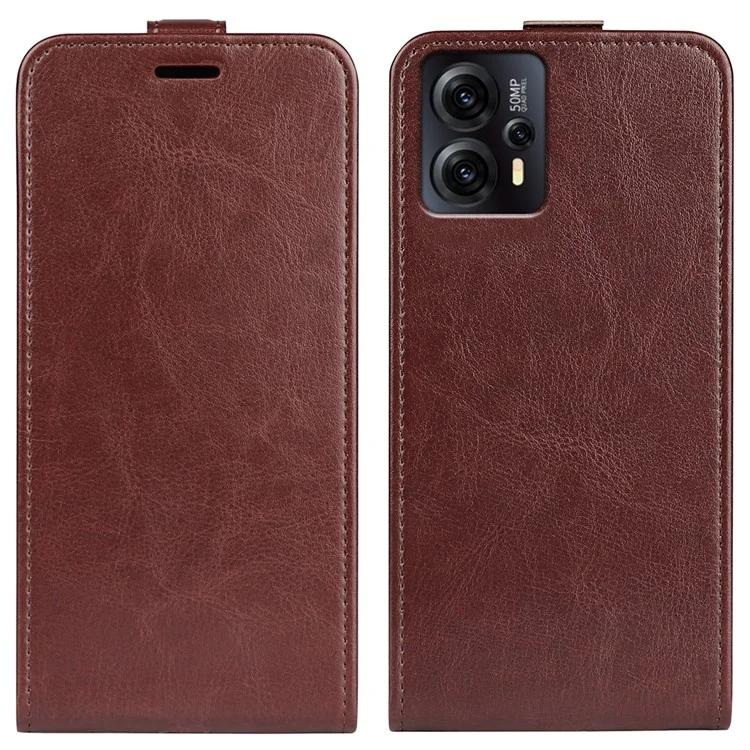 Für Motorola Moto G13 4G / G23 4G vertikales Flip-PU-Leder-Cover mit verrücktem Pferdemuster, schockresistent, mit Kartenfach, Handyhülle - Braun