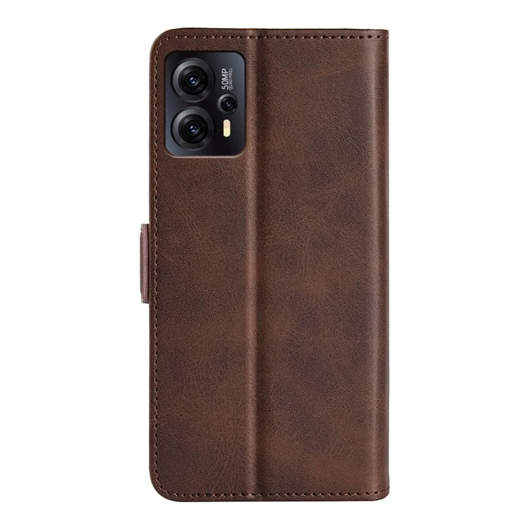 Pour Motorola Moto G13 4G Calf Texture PU Leather Wallet Phone Case Protective Cover avec Stand - Marron