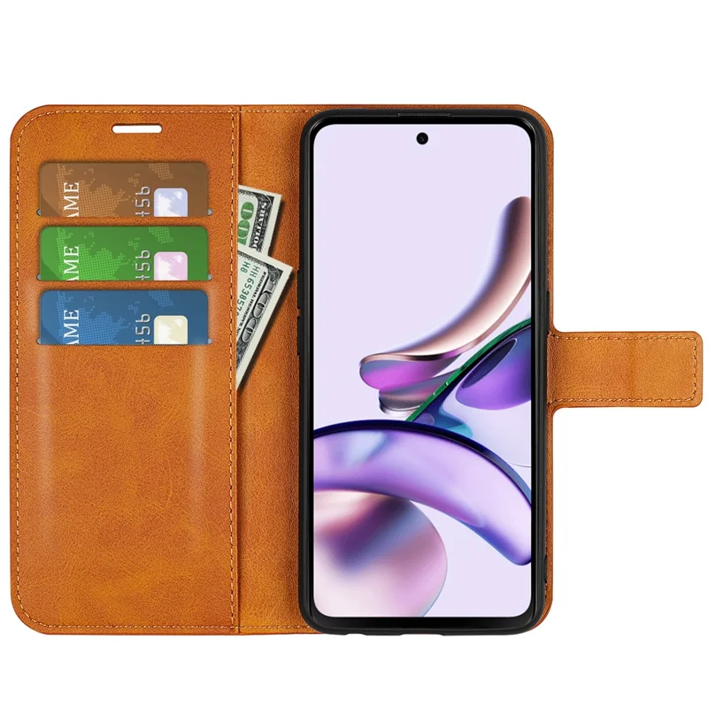 Per Motorola Moto G13 4G Custodia telefonica antiurto in pelle PU con supporto e portafoglio - Giallo