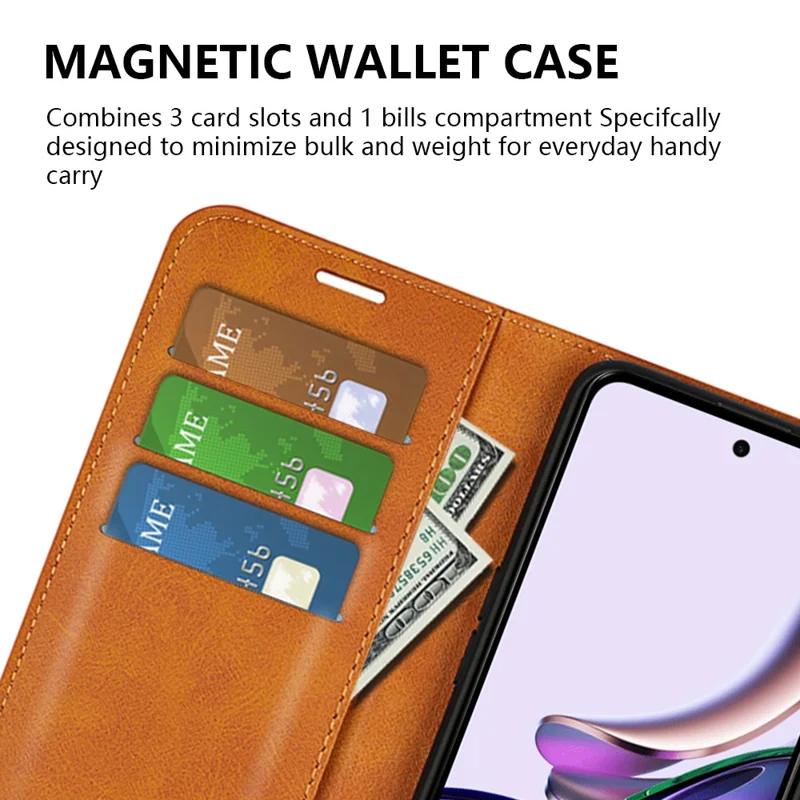 Per Motorola Moto G13 4G Custodia telefonica antiurto in pelle PU con supporto e portafoglio - Giallo