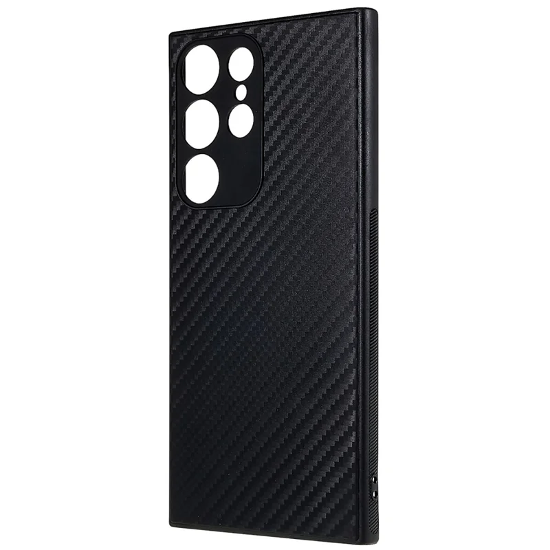 Carbon Fiber Case for Samsung Galaxy S23 Ultra, Anti-Fingerprint Soft TPU Protective Phone Cover