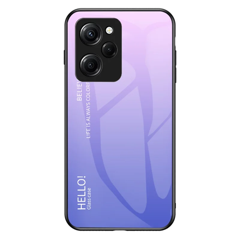 For Xiaomi Poco X5 Pro 5G / Redmi Note 12 Pro Speed 5G Phone Case Tempered Glass Slim Case - Gradient Pink Purple