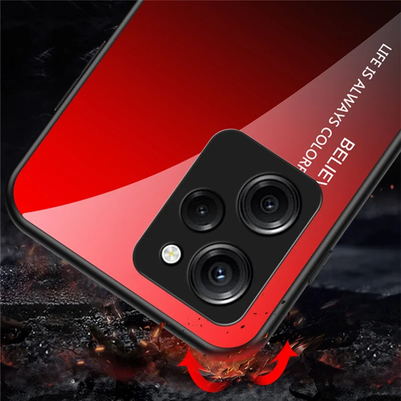 For Xiaomi Poco X5 Pro 5G / Redmi Note 12 Pro Speed 5G Phone Case Tempered Glass Slim Case - Gradient Pink Purple